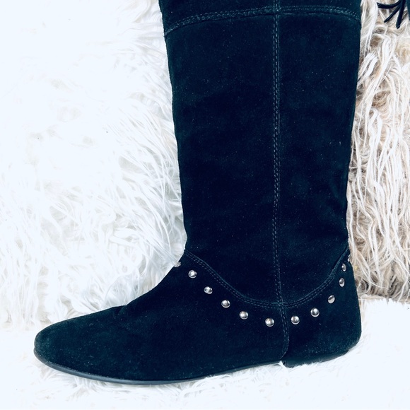 Vintage STEAMPUNK Suede Studded Over Knee Boots - Picture 2 of 16